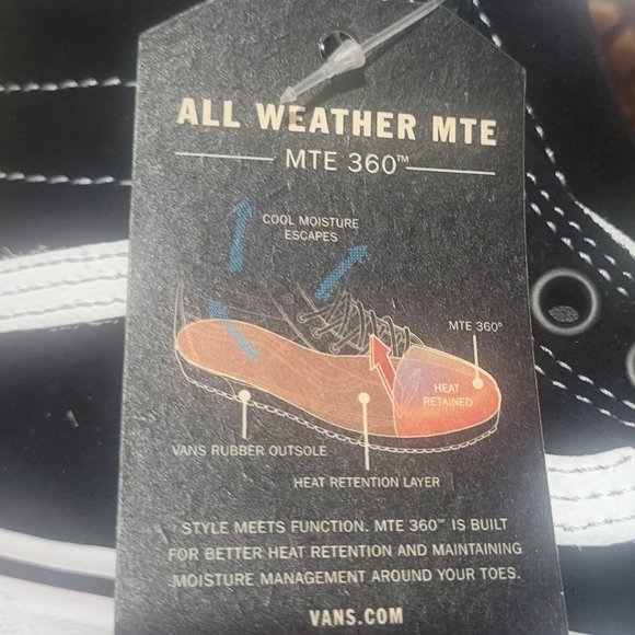 SOLD!! Vans SK8-Hi MTE (MTE) Black/True White 2 Women's 7 VN0A4BV7DX6 - Picture 9 of 11